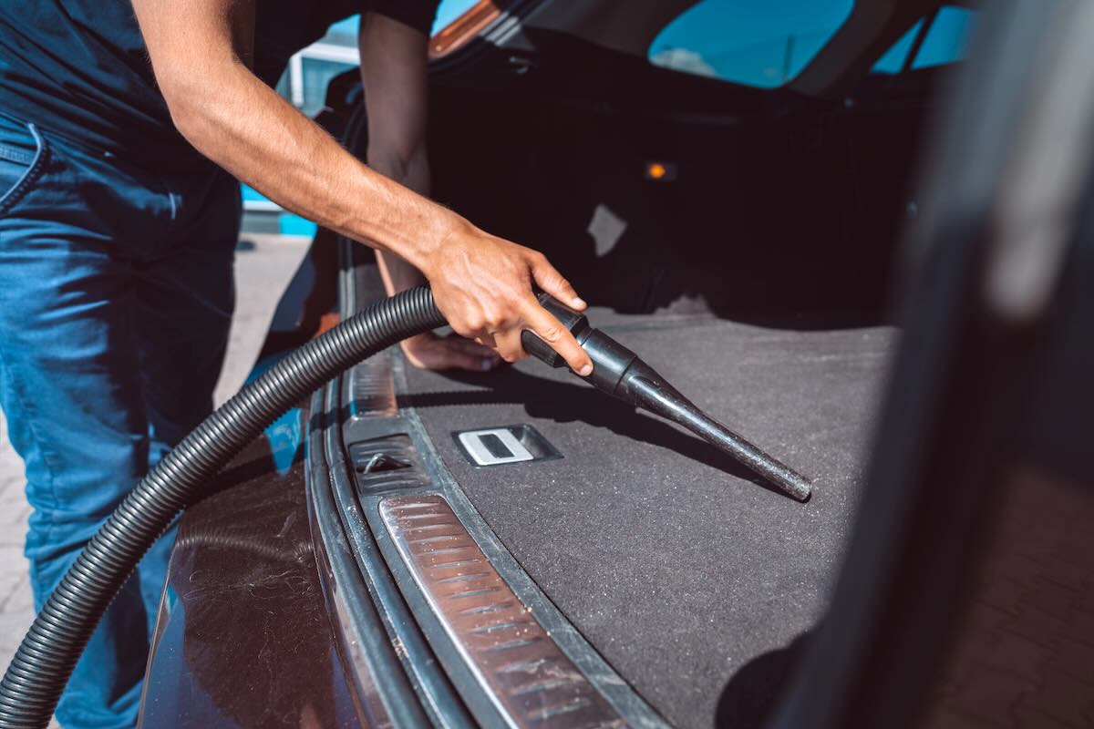 Spring cleaning car vacuuming