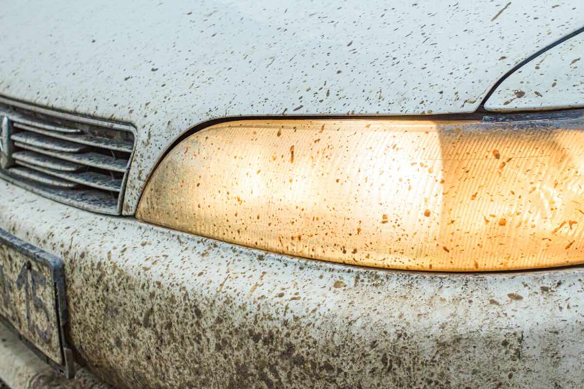 Dirty car headlights